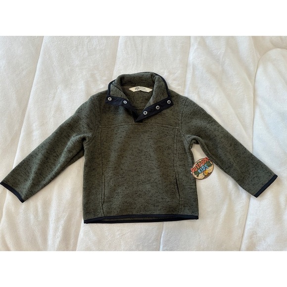 Outdoor Kids Bass Pro Shops Fleece Pullover Top Olive Green XS - Picture 1 of 5